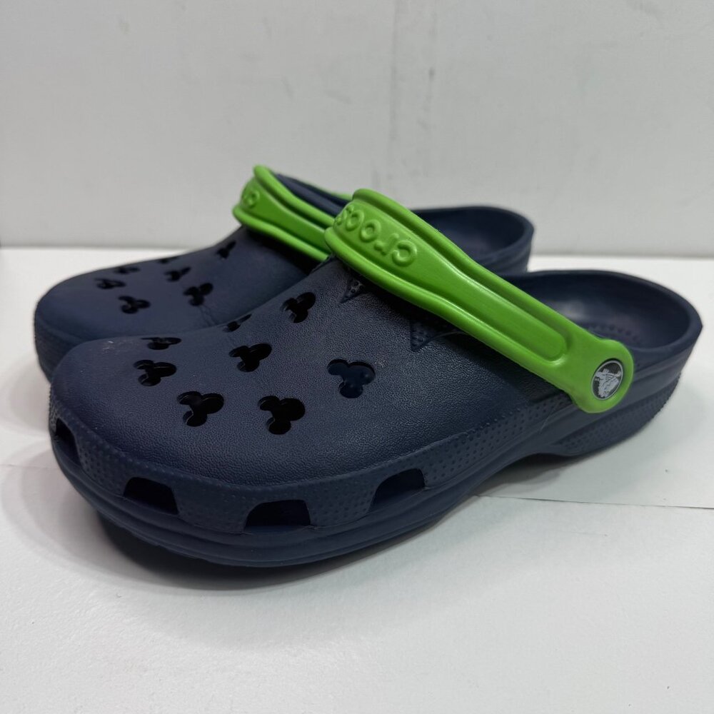 Crocs Disney unisex  M 6-7/W8-9 Navy & Green Clogs Mickey Mouse Design